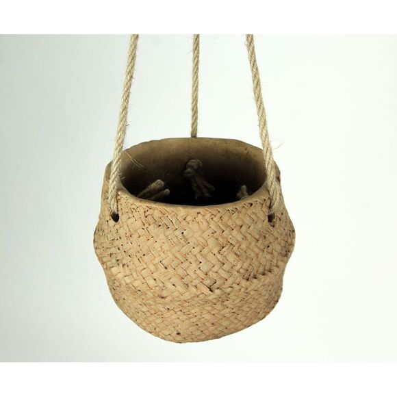 Rope Hanging Cement Planter Succulent Bowl Decorative Flower Pot Home Decor - Picture 3 of 3